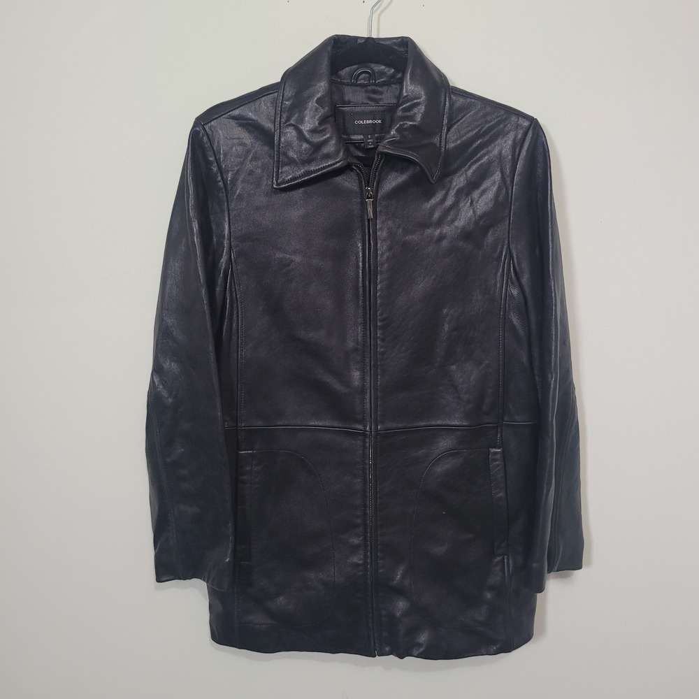 Colebrook Size S Leather Jacket Womens Black Zip Front Collared Car Coat